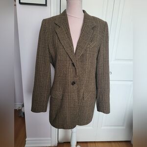 Vintage Brown Plaid Oversized Blazer sz 8